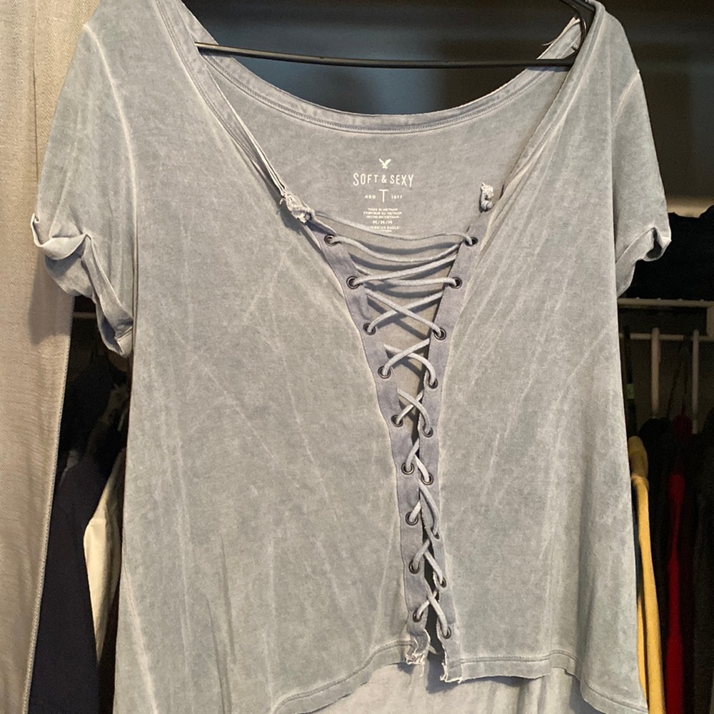 American eagle teal shirt